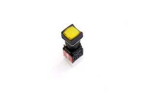 16mm Square Head Shape Latching Type Illuminated Push Button Yellow Color - A16SAS Auspicious Taiwan - Qahraba