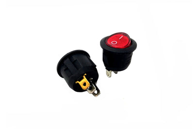 Rocker Switch On-Off 3Pin 6A 250VAC Round Type Red Color - Daier - Qahraba