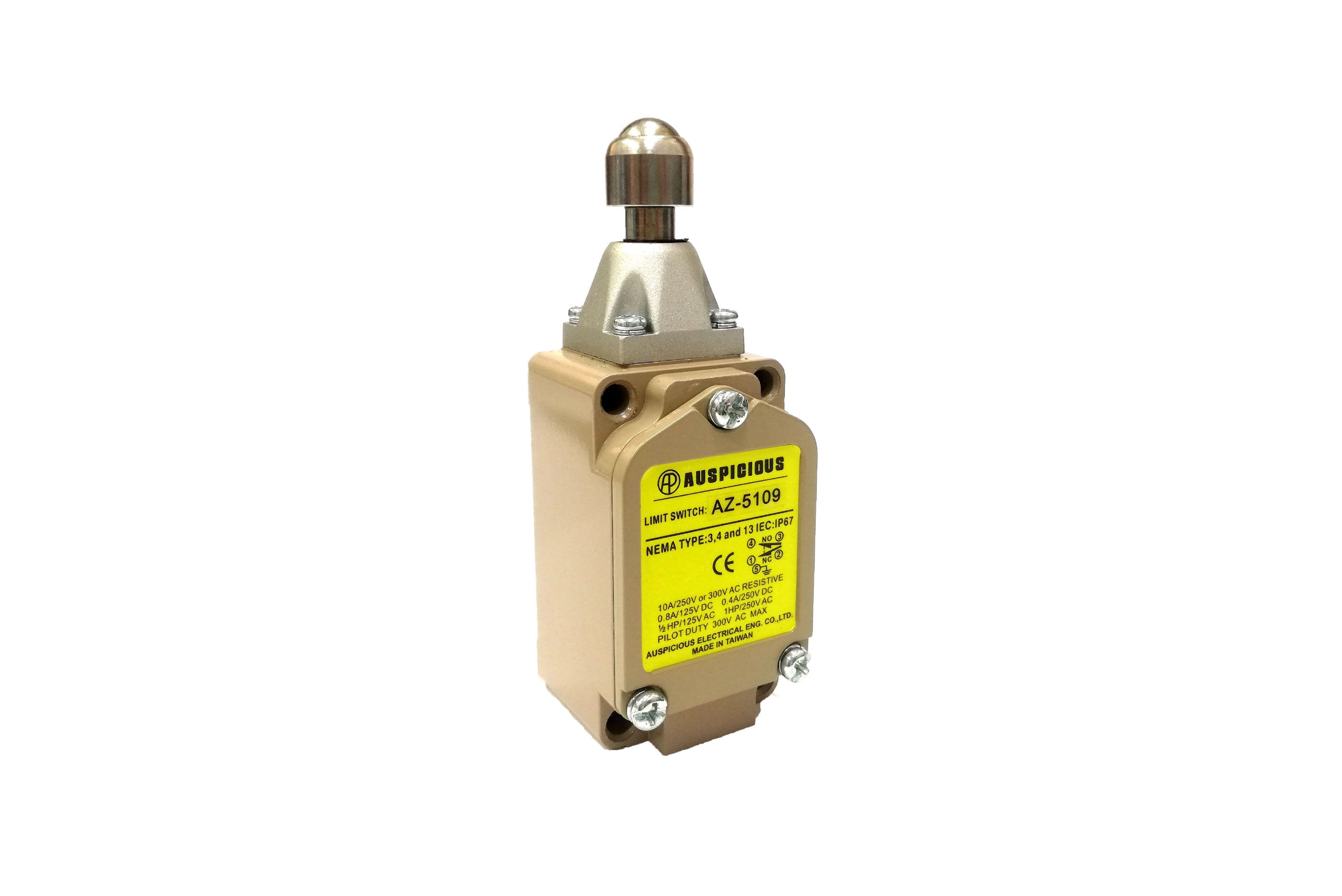 Ball Limit Switch 10A IP67 1NO 1NC AZ-5109 Auspicious - Qahraba