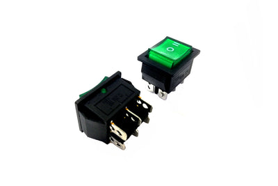 Rocker Switch On-Off-On 6Pin 15A 250VAC Green Color - Daier - Qahraba