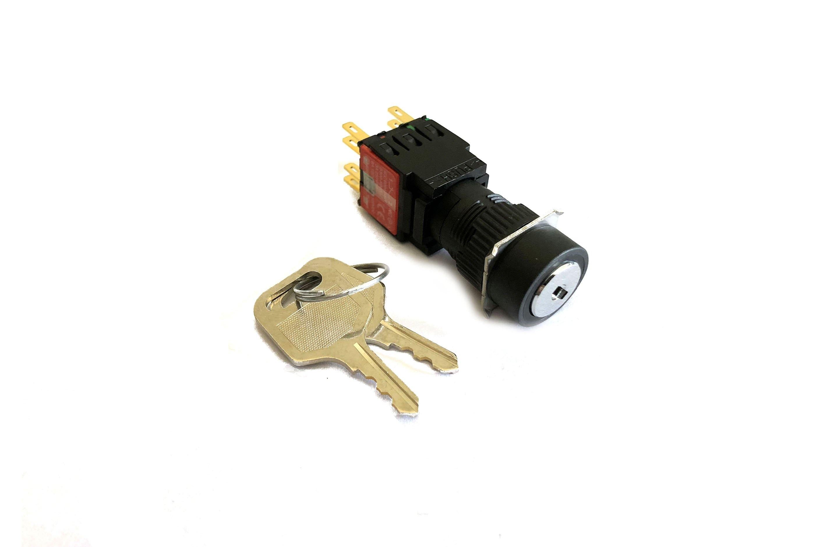 16mm Key Switch 3 Position 4 NO Maintained A16KSR30S3BLK Auspicious ...