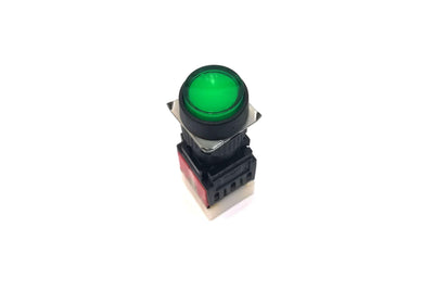 16mm Round Head Shape Momentary Type Illuminated Push Button Green Color - A16RMS Auspicious Taiwan - Qahraba