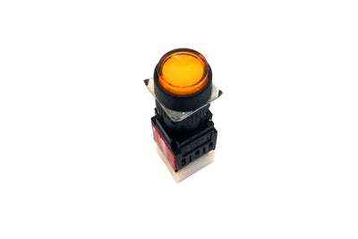 16mm Round Head Shape Momentary Type Illuminated Push Button Yellow Color - A16RMS Auspicious Taiwan - Qahraba