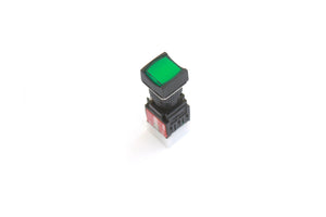 16mm Square Head Shape Latching Type Illuminated Push Button Green Color - A16SAS Auspicious Taiwan - Qahraba