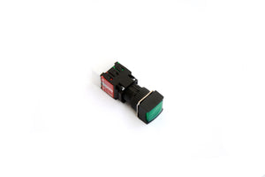 16mm Square Head Shape Latching Type Illuminated Push Button Green Color - A16SAS Auspicious Taiwan - Qahraba