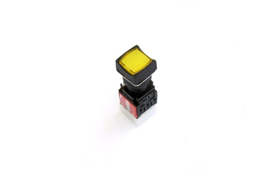 16mm Square Head Shape Momentary Type Illuminated Push Button Yellow Color - A16SMS Auspicious Taiwan - Qahraba