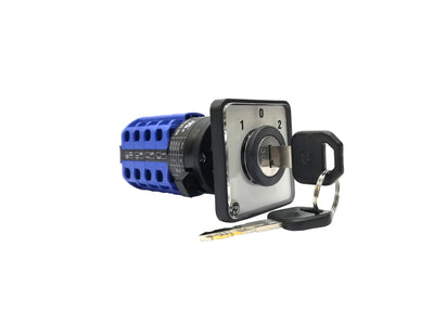 Rotary Cam Changeover Switch with Key 1-0-2 20A 4Pole - A220K Auspicious Taiwan - Qahraba