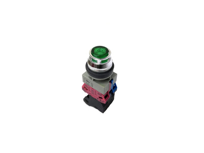 25mm TWS Series LED Illuminated Momentary Type Push Button with Full Shroud 200VAC/220VAC 1NO & 1NC Contact Green Color - ALFS22611DNG Idec Japan - Qahraba