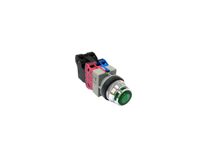 25mm TWS Series LED Illuminated Momentary Type Push Button with Full Shroud 200VAC/220VAC 1NO & 1NC Contact Green Color - ALFS22611DNG Idec Japan - Qahraba
