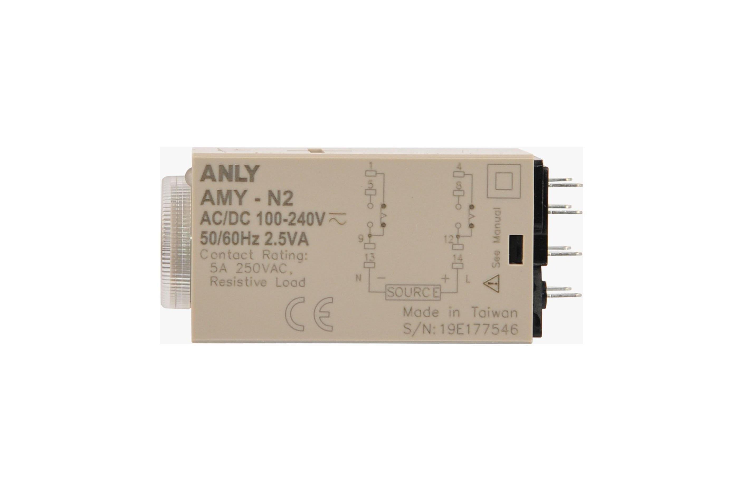 Multi Range Analogue Timer 8PIN 5A - AMY-N2 Anly Taiwan - Qahraba