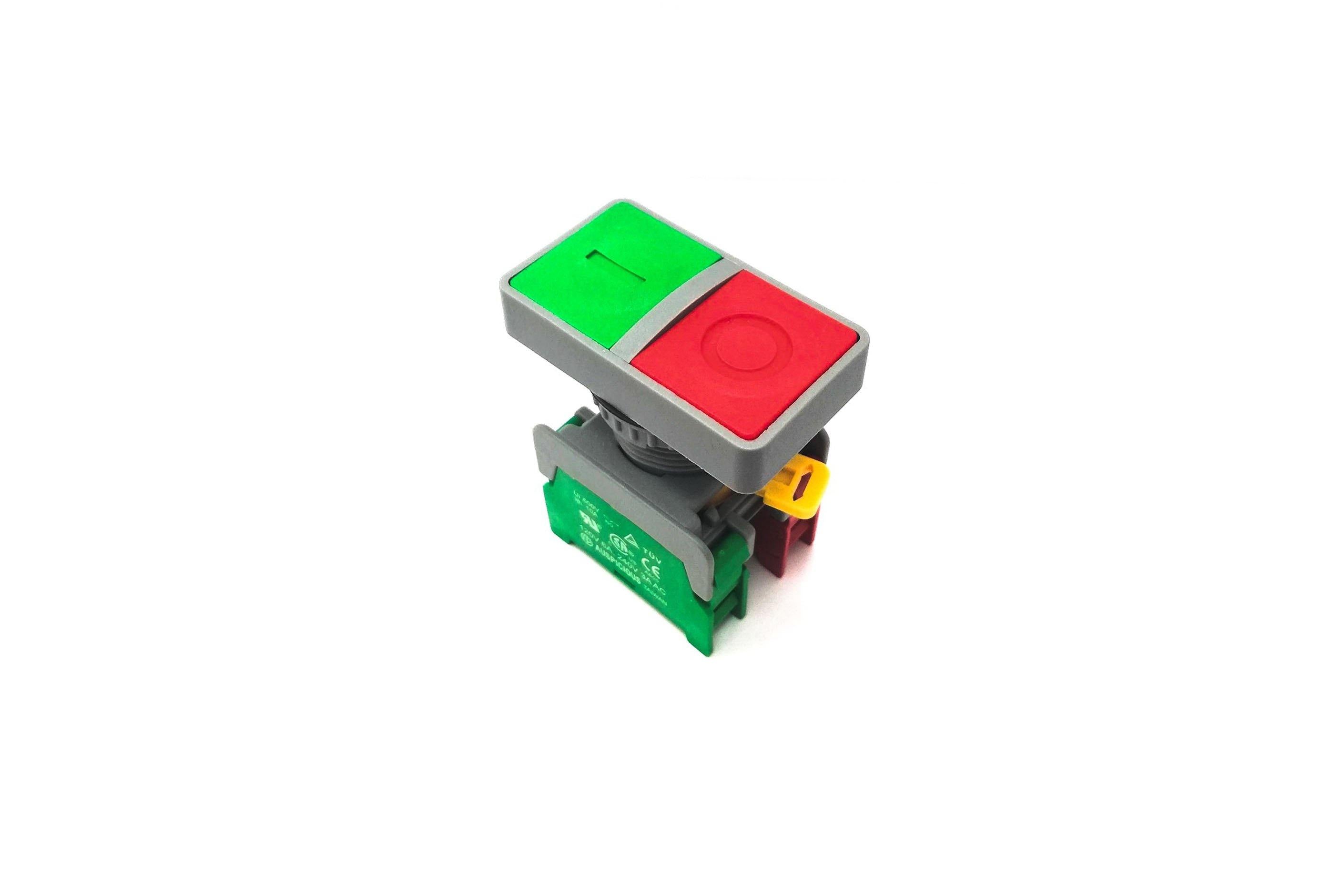 Double Push Button Switch 22mm On-Off Red-Green DPB22 Auspicious - Qahraba