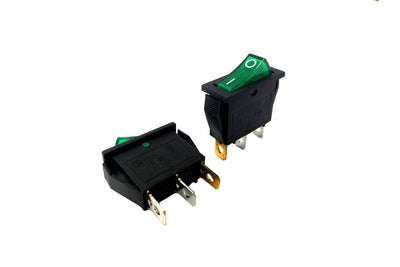 Rocker Switch On-Off 3Pin 15A 250VAC Green Color - Daier - Qahraba