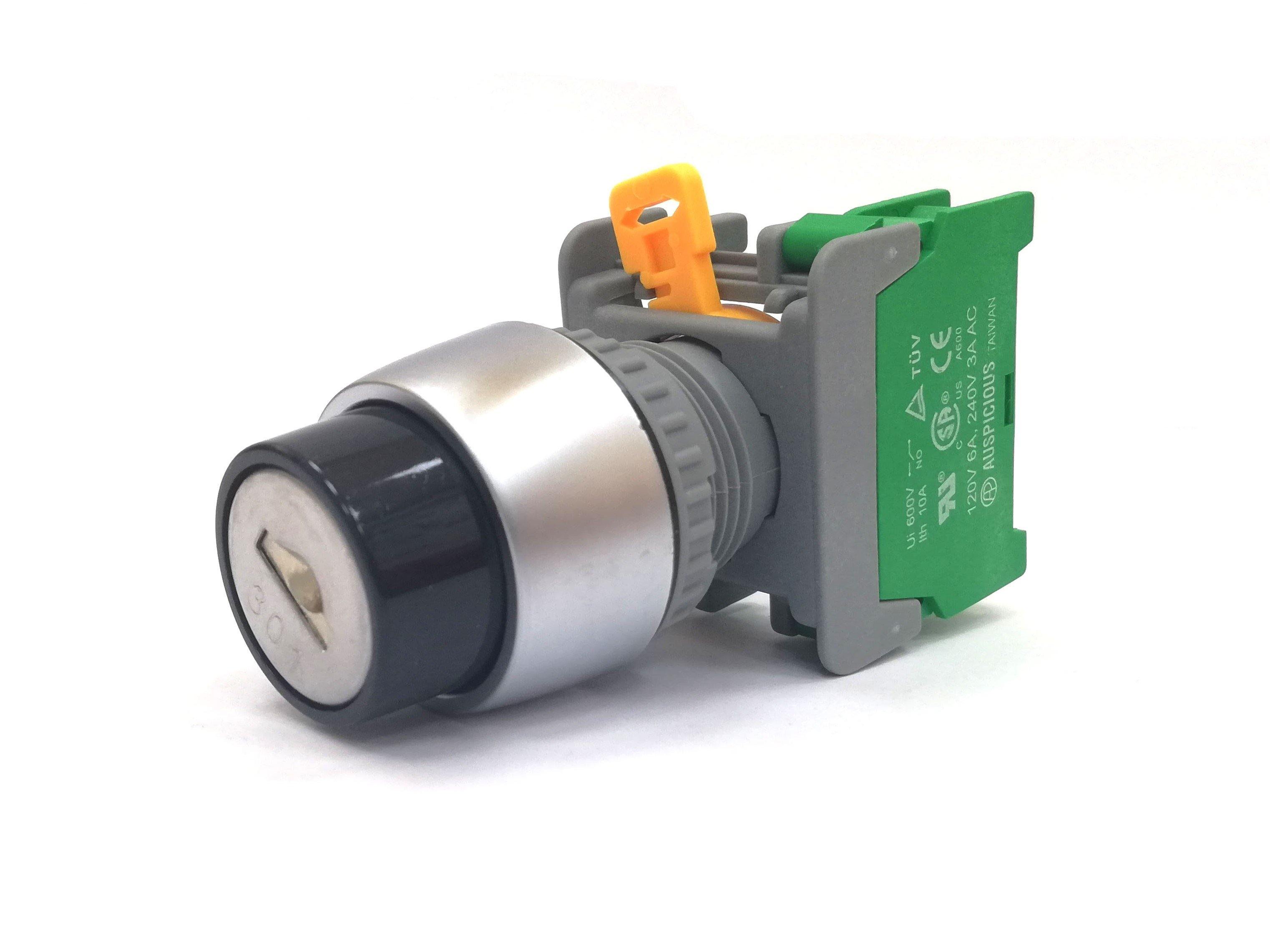 Spring Return Key Switch 22mm On-Off 2 Position IP65 KSR222 Auspicious ...